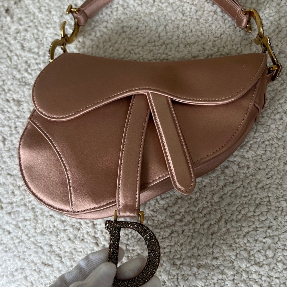 Christian Dior Satin Crystal Mini Saddle Bag
Powder Beige - Picture 13 of 14